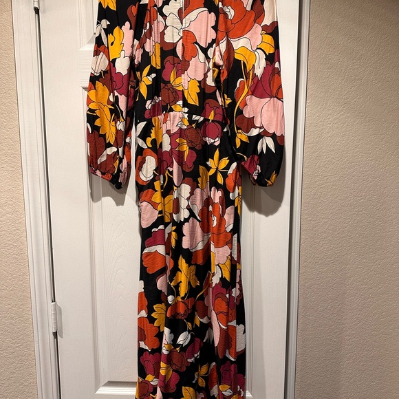 MAEVE Anthropologie Deep V Ruched MIDI Dress (Size 14) - Picture 8 of 9